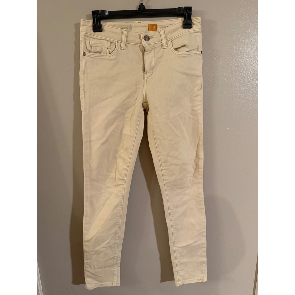 Anthropologie Pilcro and the Letterpress Stet Slim Jeans Cream Beige Size 26